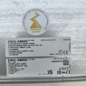 พัดลมระบายความร้อนแบบแรงเหวี่ยงสำหรับศูนย์ข้อมูล HVAC รุ่น ZIEHL-ABEGG GR31M-2DK.5H.2R 130166E 500-690V 50Hz 0.80KW 0.90A 2510-2820RPM AHU - Product Image 6