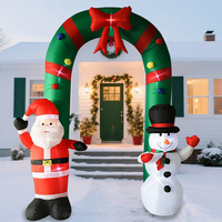 Decoración Navideña Grande para Exteriores, Arco Inflable de Santa Claus y Muñeco de Nieve de 9 Pies, con Luces LED Integradas, Resistente al Agua, Ecológico, para Fiestas