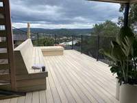 Terrasse de jardin en WPC, deux couleurs et couleurs mélangées / Revêtement en composite bois-plastique WPC