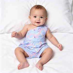 A26-10 Venta Directa de Fábrica, Personalización, Rompers con Hombros Descubiertos, Romper con Botones a Presión para Niña, Romper con Estampado de Leopardo para Bebé - Product Image 1