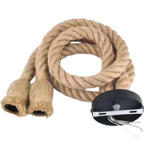 Venta al por mayor de fábrica <span class=keywords><strong>E27</strong></span> Portalámparas Luz colgante Accesorios de luz de techo 1M 1,5 M 2M62-<span class=keywords><strong>PIN</strong></span> Cuerda de cáñamo Estilo Diseño de tornillo - Product Image 1
