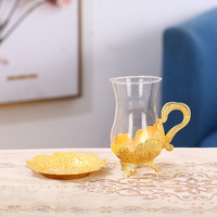 Tasses et soucoupes de café en verre Vintage, style arabe, pour le café turc avec support, 12 pièces