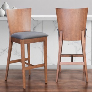 ชุดสอง29 "เก้าอี้บาร์เตี้ยไม้เนื้อแข็งสีเทาและน้ำตาลเก้าอี้สูง HMS - Product Image 2