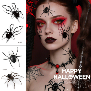 สติกเกอร์ลายสยองขวัญฮาโลวีนสติกเกอร์รอยสักรูปแมงมุมสีดำกันน้ำพิมพ์ลายสติกเกอร์สักชั่วคราว - Product Image 5