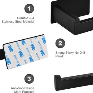 Portarrollos <span class=keywords><strong>de</strong></span> papel higiénico <span class=keywords><strong>de</strong></span> acero inoxidable OEM 304, colgante <span class=keywords><strong>de</strong></span> <span class=keywords><strong>pared</strong></span> no perforado, negro, para uso en cocina y baño - Product Image 3