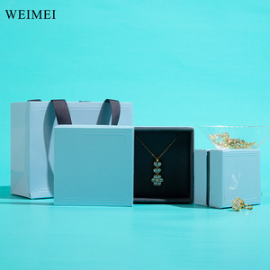 Custom Logo Cardboard Drawer Jewelry <b>Box</b> with Handle Paper <b>Gift</b> Bag Luxury Jewelry Packaging Set - Product Image 3