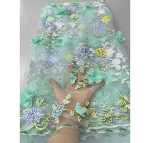 Nhà Máy Chất Lượng Cao Bán Buôn 3D Thêu Đính Cườm Hoa Pháp Vải Tuyn Ren Lưới Vải Với Sequins Cho Phụ Nữ Dresses - Product Image 6