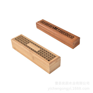 เตาเผาธูปไม้ไผ่ 24x6x5 ซม. ดีไซน์กลวง สำหรับวางบนโต๊ะน้ำชา พร้อมที่วางเครื่องหอม - Product Image 4