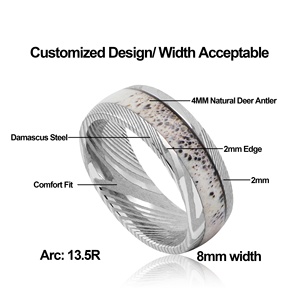 Nhẫn Damascus Khảm Nam Damascus Nhẫn Thép Trống - Product Image 2