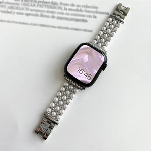 <span class=keywords><strong>Bracelet</strong></span> de montre en diamant avec chaîne de perles gagnant-gagnant pour <span class=keywords><strong>Apple</strong></span> <span class=keywords><strong>Watch</strong></span> Series 10 9 42mm 46mm 41mm 45mm <span class=keywords><strong>Bracelet</strong></span> de <span class=keywords><strong>bijoux</strong></span> pour femmes - Product Image 4