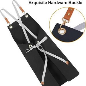Large Pocket Pu Material Waterproof Oil-Proof Dust-Proof <b>Apron</b> <b>Kitchen</b> Supermarket Work Clothes Promotion Set - Product Image 4