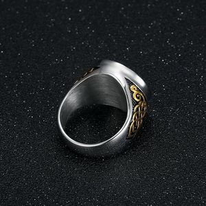 Anillos de Moda de Acero Inoxidable Chapados en Oro de 18K, Resistentes al Agua, con Diseño de San Jorge, el Caballero Matadragones, Estilo Hip Hop, para Hombre - Product Image 2
