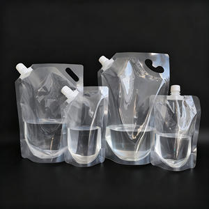 Grosir kemasan transparan minuman Plastique minuman jus buah cair minuman susu jeli sampo kantung cerat mulut miring dengan topi - Product Image 1
