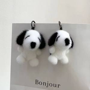Cute Puppy Keychain Fashion Dog Keyring Pendant Creative Faux Mink Fur Couple Car Keyholder Bag Jewelry Charm <b>Accessories</b> - Product Image 3