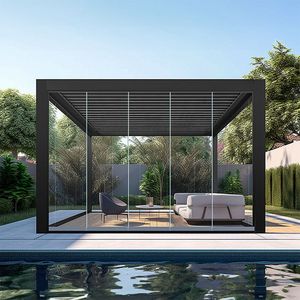 Electric Motorized Louver Pergola Aluminum Alloy Outdoor Gazebo Adjustable Roof Patio Shelter Rain Sensor - Product Image 2