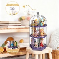 Boîte de présentation rotative à 360 degrés, boîte de rangement transparente multifonctionnelle pour poupées, figurines d'action, jouets de collection