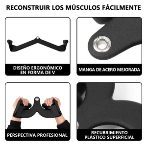 En stock : Accessoire barre de traction dorsale pour machine à câble, pour entraînement du dos, équipement de fitness pour salle de sport à domicile, en acier et caoutchouc - Product Image 2