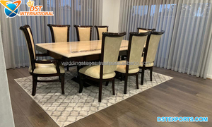 Mesa de comedor moderna de teca pulida, muebles modernos de color negro con alto brillo, Ultra brillante - Product Image 2