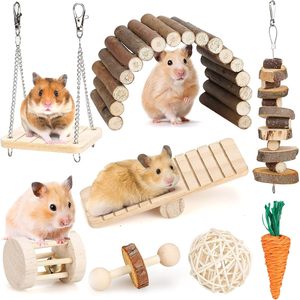 Set di giocattoli da masticare per animali piccoli Premium per criceti porcellini d'India cincillà gerbilli topi e ratti accessori in legno per la cura dei denti - Product Image 3
