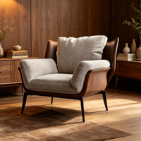 Fauteuil de loisirs moderne et minimaliste en métal, structure en acier inoxydable, canapé monoplace pour salon