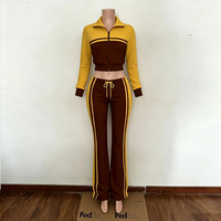 Nouvelle Collection 2026 : Ensemble Survêtement Femme Y2K en Maille Gaufrée, Veste Zippée Color Block et Pantalon Évasé pour Streetwear & Loungewear