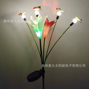 Solar Lily <b>Flower</b> Led Butterfly Garden <b>Light</b> Outdoor Decor Water Resistant Portable Solar Powered - Product Image 4