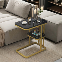 Table d'appoint en bois au design contemporain, table basse moderne et minimaliste de luxe avec pieds en métal pour la maison, le bureau ou l'école