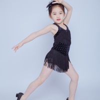 Rouge Noir Spandex Danse Justaucorps Adulte Enfant Latin Gland Danse Robe Belle Strass Scène Performance Danse Porter