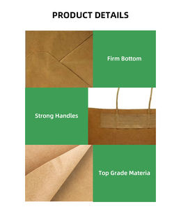 ถุงกระดาษสีน้ำตาลกลางแบบเป็นมิตรกับสิ่งแวดล้อม ถุงของขวัญกระดาษแบบกำหนดเอง ถุงจัดส่งแบบหูหิ้วแบน พร้อมโลโก้ - Product Image 3