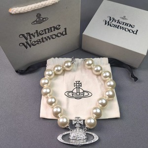 Collier chaîne de pull Saturne style punk en perles de cuivre plaqué or avec grandes perles de la Reine Mère - Product Image 2