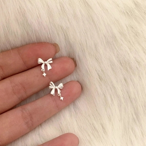 FY-ED422 <strong>Fine</strong> <strong>Stud</strong> <strong>Earrings</strong> for Women S925 Sterling Silver Instagram Niche Bow Design Star-Shaped Sleeping <strong>Earrings</strong> Ear Piercing - Product Image 1