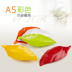 Leaf-Shaped Melamine Small Dishes 5 Colors Food Grade Condiment <b>Plates</b> For Party Hotel Use - Product Image 4