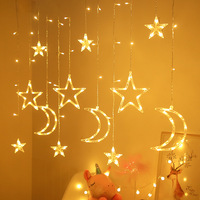 Guirlande lumineuse LED étoile et lune de Noël transfrontalière avec télécommande, indice IP44, 3000K, 350m de long, décorative et festive