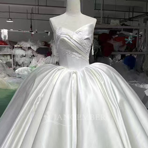 Wx117 Luxury Ivory Bridal Big Ball Gown Sweetheart Soft Satin <b>Wedding</b> Dresses Long Cathedral Train For Women Jancember - Product Image 5