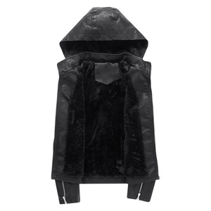 Ventes de liquidation - Veste d'hiver pour femmes en cuir PU doublée de polaire épaisse et chaude, longue, décontractée, coupe-vent, avec capuche, vente en gros - Product Image 6