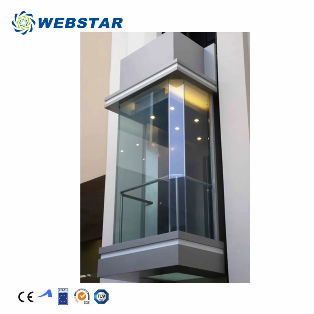 Élévateur de bâtiment panoramique en verre, ascenseur Commercial bon marché, kg