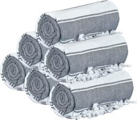 Serviette de plage turque en coton extra-large 36x71, lot de 6 pièces, douce, durable et absorbante, drap de bain extra-large pour adultes