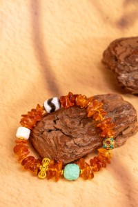 Pulsera de Cuentas de Cera de Abeja Natural de Alta Calidad, Color Dorado Clásico, Religiosa, Infantil, de Moda - Product Image 2