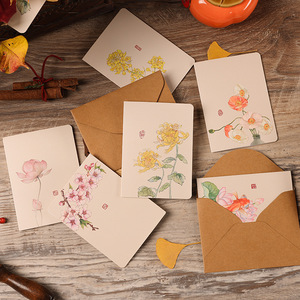 <span class=keywords><strong>Carte</strong></span> de vœux vintage de style chinois, cartes de vœux créatives pour anniversaire, grossiste en cartes de vœux avec enveloppe, écriture manuscrite - Product Image 2