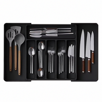 Organizador de Cubiertos Ajustable de Plástico Plateado, Bandeja Expandible para Utensilios de Cocina, Soporte de Almacenamiento de Cubiertos y Cuchillos sin BPA