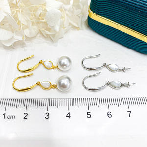 21592DIY Accessoires en perles Argent 925, Supports de perles vides pour boucles d'oreilles, Crochets d'oreille en argent tendance pour perles rondes de 8-11mm, Boucles d'oreilles pendantes mode - Product Image 3