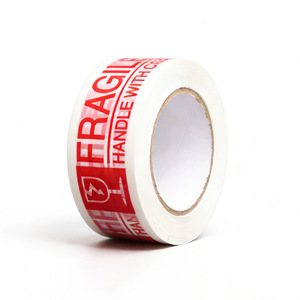 Cinta de advertencia de fragilidad Mingxin de 48 mm, cinta de embalaje blanca con etiqueta de manipular con cuidado para envíos y FBA - Product Image 1