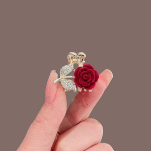 Best Sales Elegant Temperament Small Red <b>Rose</b> Shaped Hairpin <b>Light</b> Luxury Women's Alloy Hairpins Fashion Jewelry Wholesale - Product Image 1