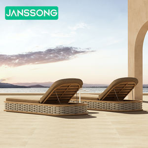 Meubles de patio Chaise longue en teck Lit lounge en rotin Mobilier d'extérieur Lit de bronzage en bois Meubles au bord de la piscine Chaises longues d'extérieur Lit de repos - Product Image 2