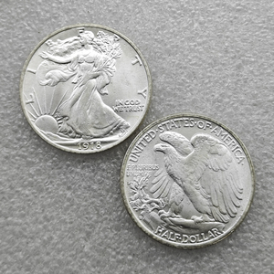 Monete commemorative da mezzo dollaro degli Stati Uniti Walking Liberty del 1918-P, S, D, regali, decorazioni per la casa - Product Image 6