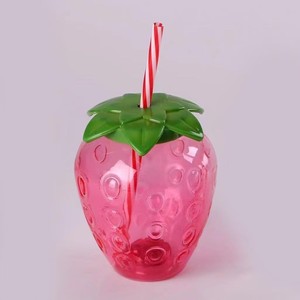 Gran oferta, taza de pajita de plástico con forma de fruta, ráfaga de 500ml, tazas de bebida de jugo de té de leche desechables para mascotas de grado alimenticio - Product Image 2