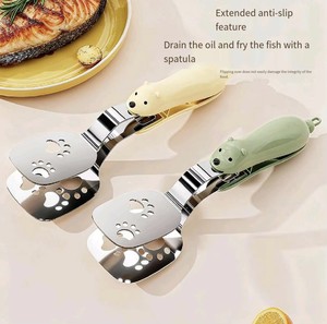 Pince-pelle à manche long en acier inoxydable, outil 2-en-1, résistante à la chaleur, facile à nettoyer, pour la cuisson et les steaks au barbecue - Product Image 2