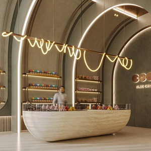 Haut de gamme belle verre Dessert vitrine comptoir en bois verre affichage Table ensemble gâteau boutique décoration - Product Image 4