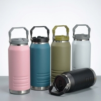 Vaso Térmico de Acero Inoxidable de 1200 ml con Logotipo Personalizado, Doble Pared, Aislamiento al Vacío, Tapa con Pajita Abatible, Botella de Agua Deportiva para Viajes al Aire Libre