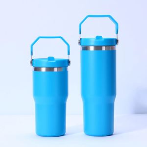 Gobelet isotherme de voyage pour voiture avec poignée, 20oz 30oz, à double paroi, avec couvercle et paille, antidérapant, pour le bureau - Product Image 1